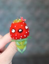 car suspension strawberry brooch berry brooch wool brooch