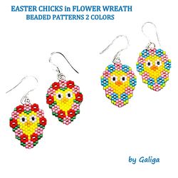 easter chicks brick stitch beading spring holiday flower wreath beaded pattern seed bead accessory pet collar charm