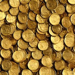 hoard of gold coins 42 tileable repeating pattern