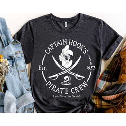 disney peter pan villains captain hook pirate crew retro shirt, magic kingdom wdw unisex t-shirt family birthday gift ad