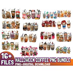 halloween coffee png bundle, halloween boo coffee png, villains latte, fall latte png