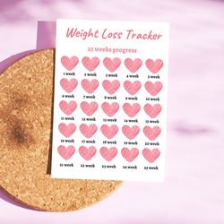 printable weight loss tracker. 6 x digital weekly weight tracker, weekly weigh in, measurement tracker. weight watchers