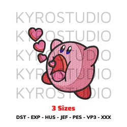 kirby love design, anime design, embroidery design file, chibi design, cute design, embroidery design.