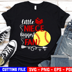 little niece biggest fan svg, softball niece svg, softball sister svg, girl softball shirt svg, softball svg for cricut