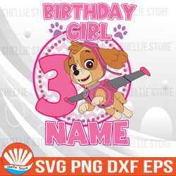 skye paw patrol birthday svg, paw patrol birthday svg, personalized birthday family svg, custom birthday paw patrol svg