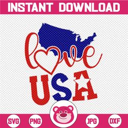 Love USA svg, independence day svg, fourth of july svg, usa svg, america svg,4th of july png eps dxf jpg