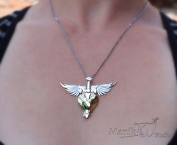 bon jovi pendant | handmade jewelry | heart pierced by a sword | angel heart