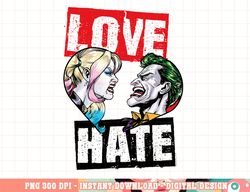 harley quinn joker love hate png, digital print,instant download