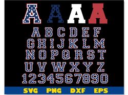 varsity college sport layered font usa flag svg png | 4th of july svg, varsity font svg, sport font svg, college font sv