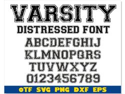 varsity distressed font otf | svg | png | sport distressed font svg, college distressed font svg, college font cricut