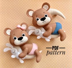 bear   on the moon  ornaments pattern bunny   patterns felt bear pattern pdf bear  felt pattern