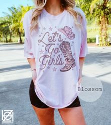let's go girls comfort colors shirt, trendy western graphic tee, western cowboy y2k shirt vintage western country music