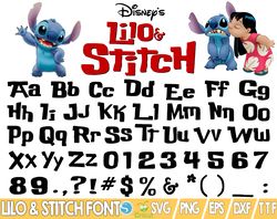 lilo and stitch font: svg ttf files, alphabet letters and numbers svg, dxf, eps, png, clipart, vector 200 /