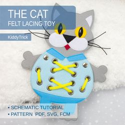 felt lacing toy cat sewing pattern