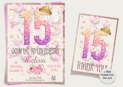 15th birthday invitation