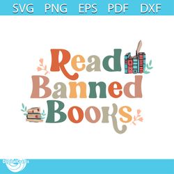 retro read banned books book lover svg graphic designs files