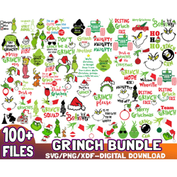 100 files grinch svg bundle, grinchmas svg, green character svg ,cartoon svg bundle, cutting files for cricut silhouette