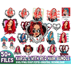 50 files karol g with red hair png, bichota png, la bichota png, karol g red hair design