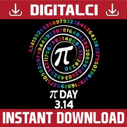 Pi Day Spiral Color Numbers 3.14 Happy Pi Day Pi Day, Funny Pi Day, Math 14th PNG Sublimation