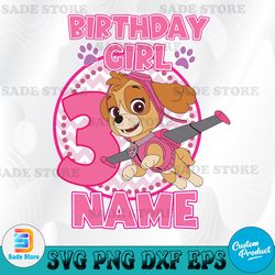 skye paw patrol birthday svg, paw patrol birthday svg, personalized birthday family svg, custom birthday paw patrol svg