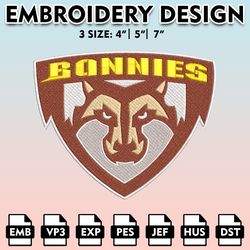 ncaa logo embroidery designs, ncaa bonnies, st bonaventure bonnies embroidery files, machine embroidery designs
