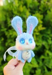 art doll rabbit collectible rabbit wool toy fantasy doll creature animal art doll collectible