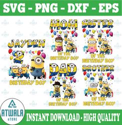 personalized minion birthday png, family matching birthday bundle, minion family birthday png, birthday boy png, cartoon