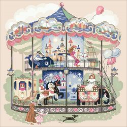 pdf cross stitch digital pattern - the carousel - embroidery counted templates