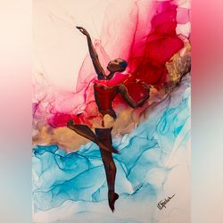 modern painting interior acrylic painting abstract painting alcohol ink painting dancer painting dancing woman painting