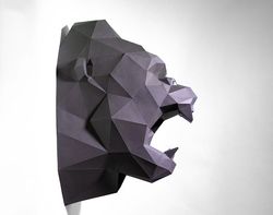 king kong head paper craft, digital template, origami, pdf download diy, low poly, trophy, sculpture, 3d model , gorilla