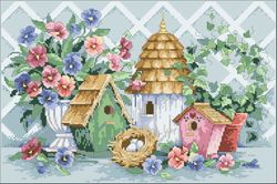 pdf cross stitch digital pattern - the summer houses - squires - embroidery counted templates