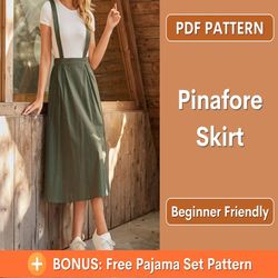 pinafore skirt pattern | s-xl | skirt sewing pattern | pinafore pattern | suspender skirt pdf pattern, pinafore pattern