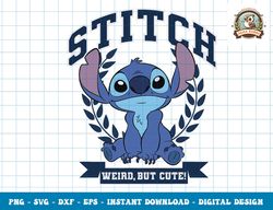 disney lilo & stitch collegiate weird but cute  png, sublimation,dxf,svg,eps