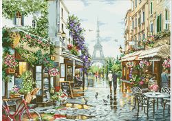 pdf cross stitch digital pattern - the parisian streets - embroidery counted templates