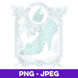 Disney Cinderella Slipper Silhouette Text Fill V2 , PNG Design, PNG Instant Download