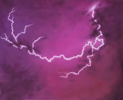 pink rain oil painting, 9,84 by 11,81, luxury handmade paintings sky for home thunderstorm lightning