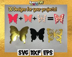 butterfly svg, 3d butterfly svg, butterfly bundle svg, butterfly template svg, for cricut and silhouette studio.