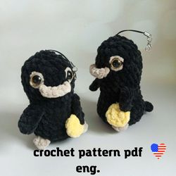 niffler amigurumi crochet pattern, stuffed yarn toy plush animal, no sew niffler amigurumi