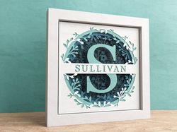 3d split monogram a-z shadow box, custom name, alphabet family name svg, family sign, housewarming gift, files for cricu