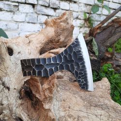 viking tomahawk axe head, hand forged high carbon steel spike, mediaeval finish, and gift axe head, bearded axe head