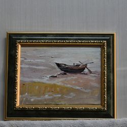 drifting dreams of the fishing boat 8-inch oil painting with framing stunning artwork