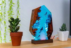 polygon deep shark sea, night light, epoxy lamp, resin lamp, resin night light,epoxy resin lamp,table lamp,custom night