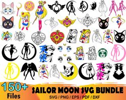 150 sailor moon bundle svg, cartoon svg, sailor moon svg, cartoon svg, sailor moon svg, usagi tsukino svg, luna cat svg