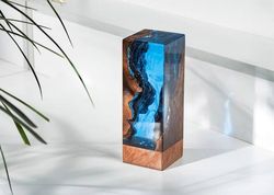 deep blue sea, night light, epoxy lamp, resin lamp, resin night light, epoxy resin lamp, table lamp, custom night light,