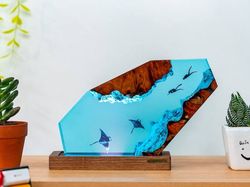 polygon deep ray sea, night light, epoxy lamp, resin lamp, resin night light,epoxy resin lamp,table lamp,custom night li