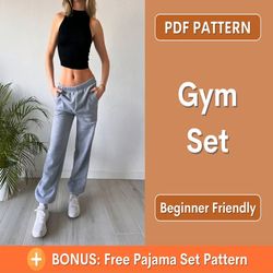 joggers & top pattern, workout set pattern, sweat set pattern, top pattern, jogger sewing pattern, women sewing pattern