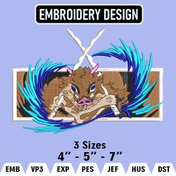 hashibira inosuke embroidery designs, inosuke embroidery files, demon slaye machine embroidery pattern, digital download