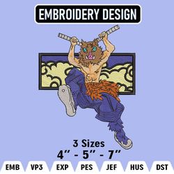 hashibira inosuke embroidery designs, inosuke embroidery files, demon slaye machine embroidery pattern, digital download