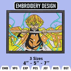 agatsuma zenitsu embroidery designs, zenitsu embroidery files, demon slaye machine embroidery pattern, digital download