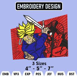 trunks embroidery designs, trunks logo embroidery files, dragon ball machine embroidery pattern, digital download